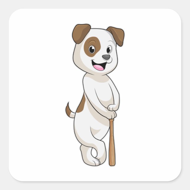 Dog at Baseball with Baseball bat Square Sticker (Front)