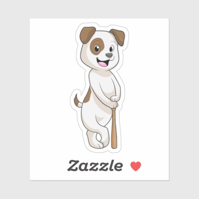 Dog at Baseball with Baseball bat Sticker (Sheet)