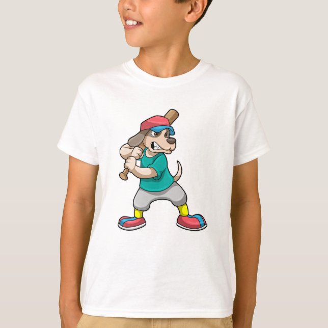 Dog at Baseball with Baseball bat T-Shirt (Front)