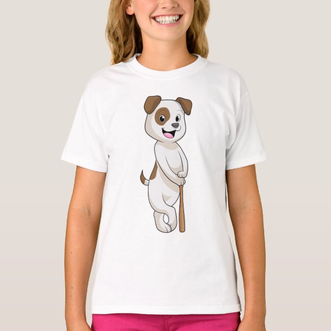Dog at Baseball with Baseball bat T-Shirt (Front)
