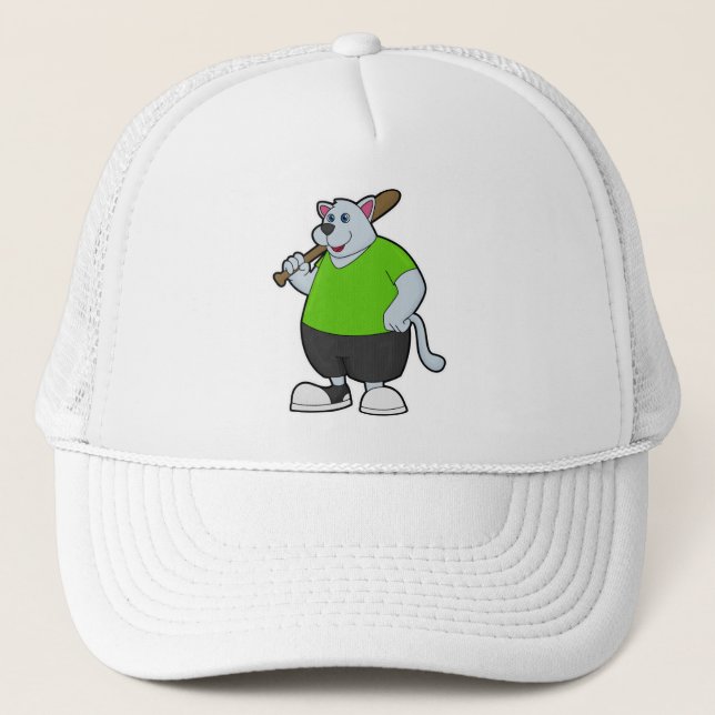 Dog at Baseball with Baseball bat Trucker Hat (Front)