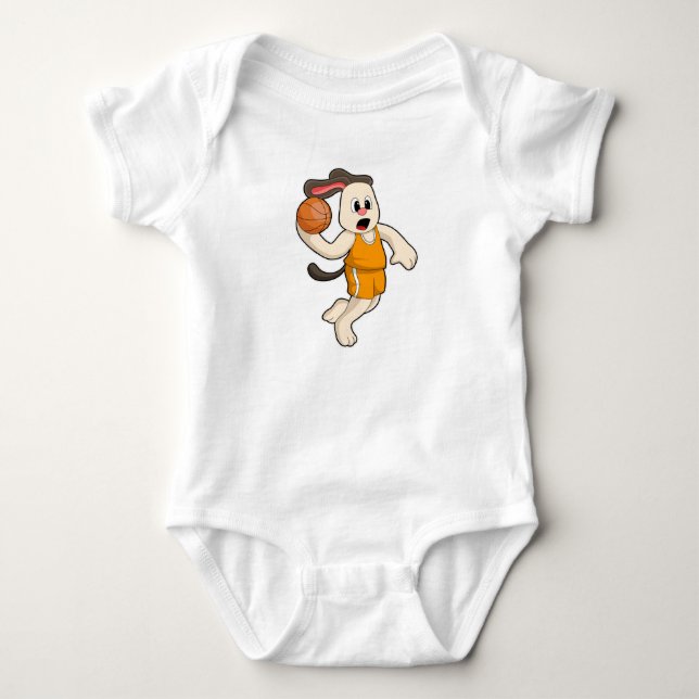 Dog at Basketball Sports Baby Bodysuit (Front)