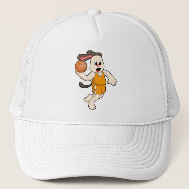 Dog at Basketball Sports Trucker Hat (Front)