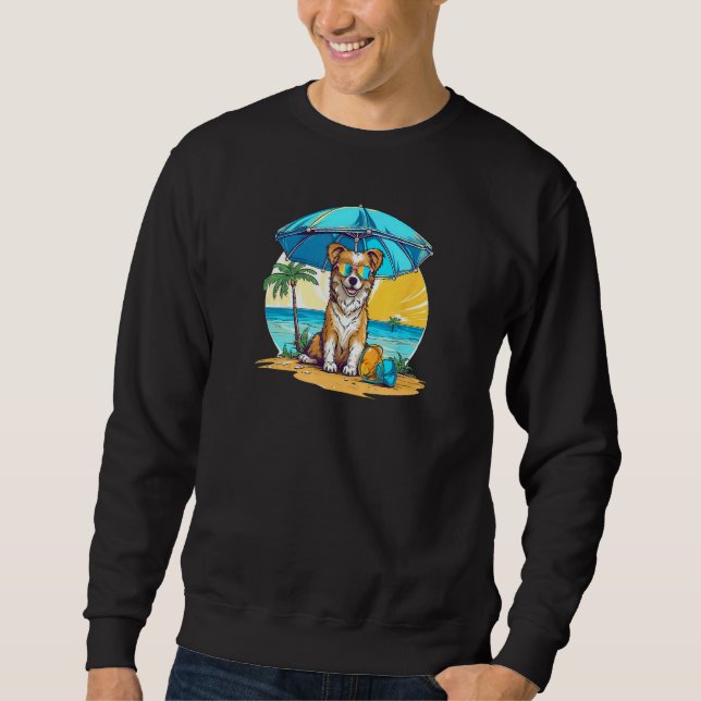 Dog At Beach Summer Vacation Sweatshirt (Front)