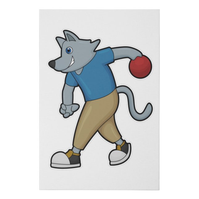 Dog at Bowling with Bowling ball Faux Canvas Print (Front)