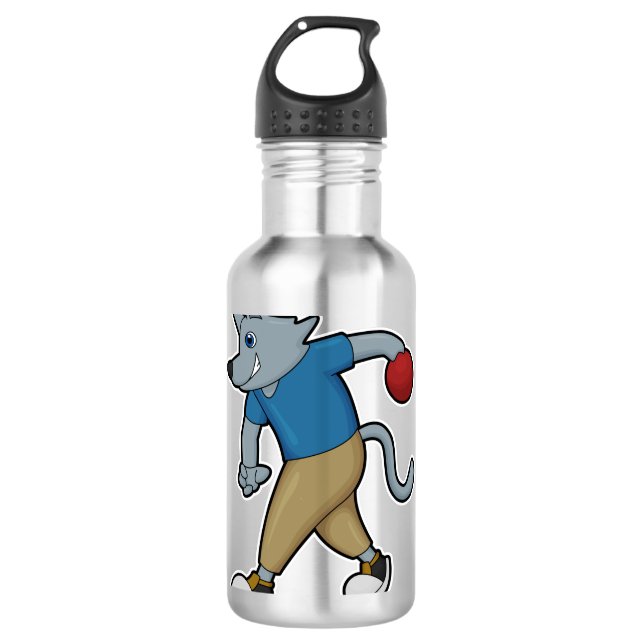 Dog at Bowling with Bowling ball Stainless Steel Water Bottle (Front)