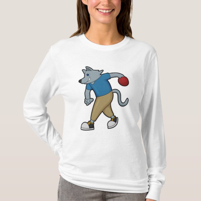 Dog at Bowling with Bowling ball T-Shirt (Front)