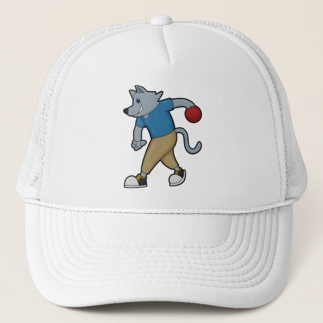 Dog at Bowling with Bowling ball Trucker Hat (Front)