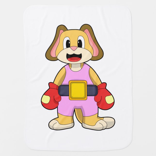 Dog at Boxing with Boxing gloves Baby Blanket (Front)