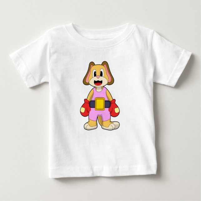 Dog at Boxing with Boxing gloves Baby T-Shirt (Front)