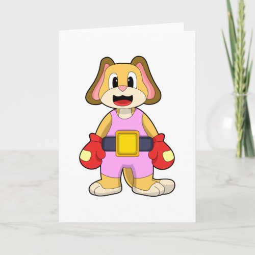 Dog at Boxing with Boxing gloves Card