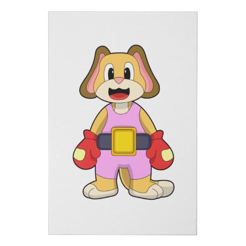 Dog at Boxing with Boxing gloves Faux Canvas Print