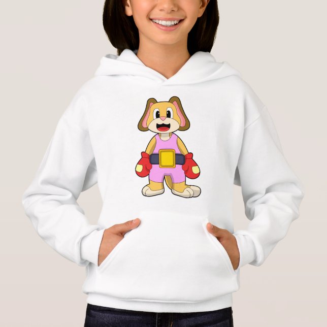 Dog at Boxing with Boxing gloves Hoodie (Front)