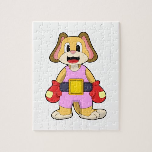Dog at Boxing with Boxing gloves Jigsaw Puzzle