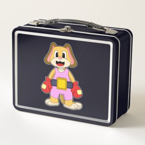 Dog at Boxing with Boxing gloves Metal Lunch Box
