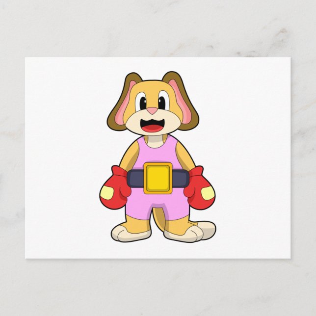 Dog at Boxing with Boxing gloves Postcard (Front)