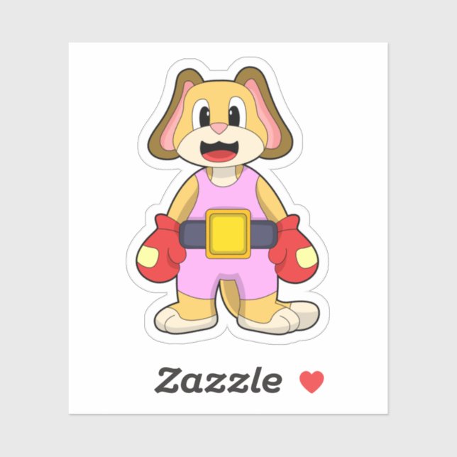 Dog at Boxing with Boxing gloves Sticker (Sheet)