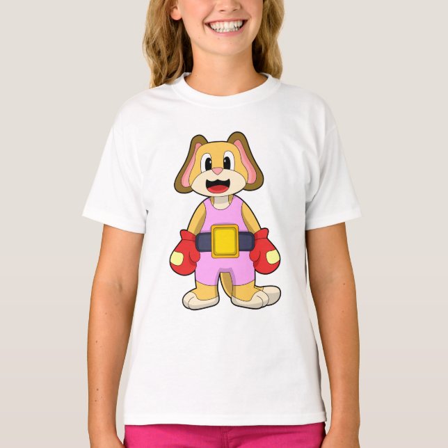 Dog at Boxing with Boxing gloves T-Shirt (Front)