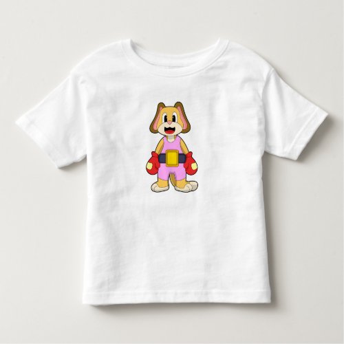 Dog at Boxing with Boxing gloves Toddler T_shirt