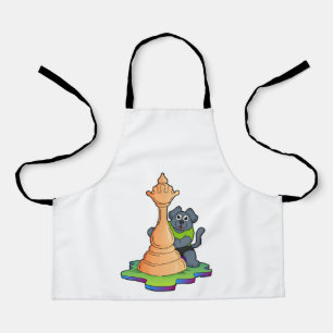 Dog at Chess with Chess piece Queen Apron