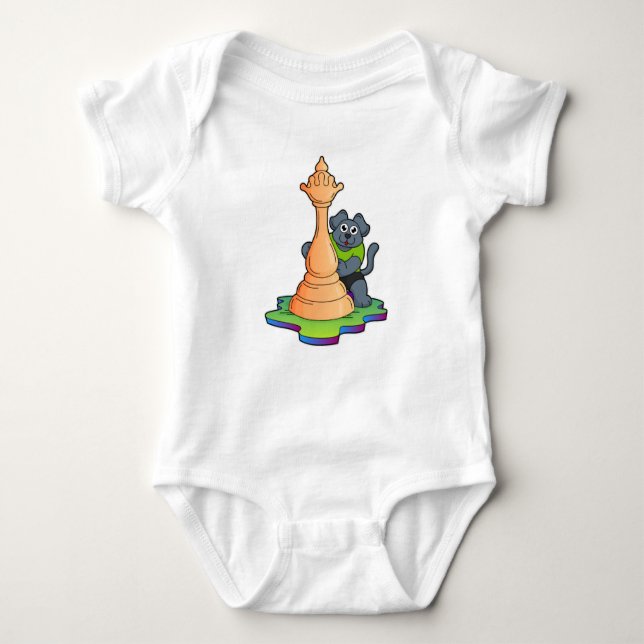Dog at Chess with Chess piece Queen Baby Bodysuit (Front)
