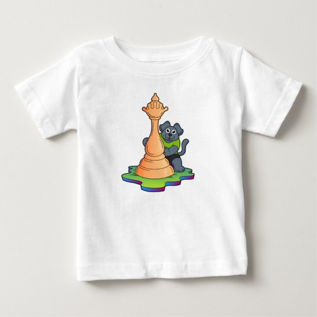 Dog at Chess with Chess piece Queen Baby T-Shirt (Front)