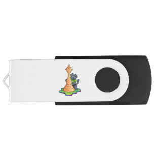 Dog at Chess with Chess piece Queen Flash Drive