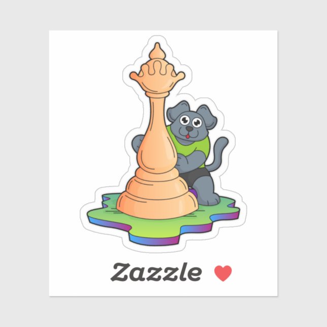 Dog at Chess with Chess piece Queen Sticker (Sheet)