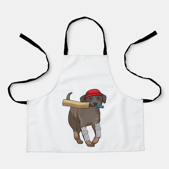 Dog at Cricket with Cricket bat Apron (Front)
