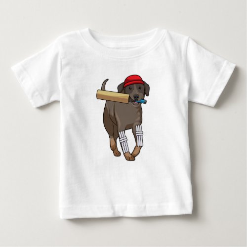 Dog at Cricket with Cricket bat Baby T_Shirt