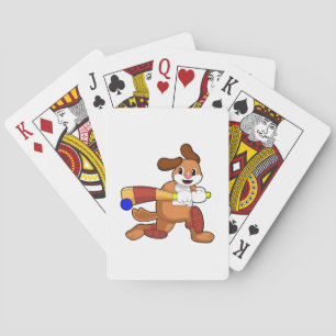 Dog at Cricket with Cricket bat Poker Cards