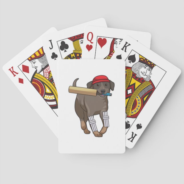 Dog at Cricket with Cricket bat Poker Cards (Back)