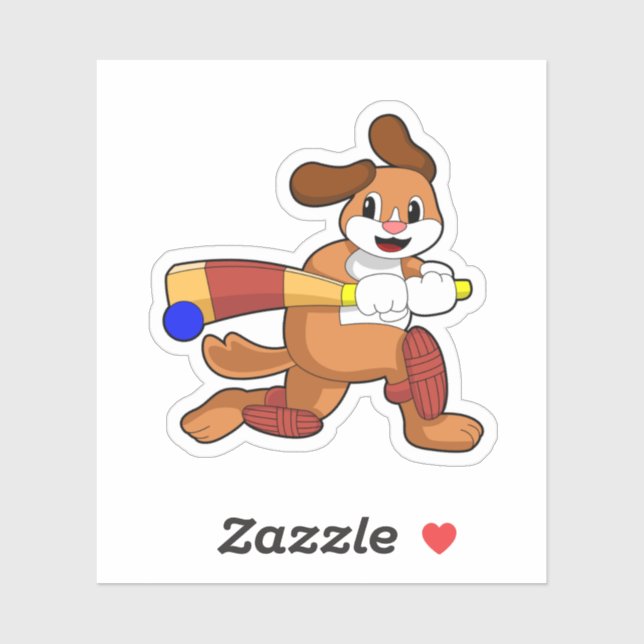 Dog at Cricket with Cricket bat Sticker (Sheet)