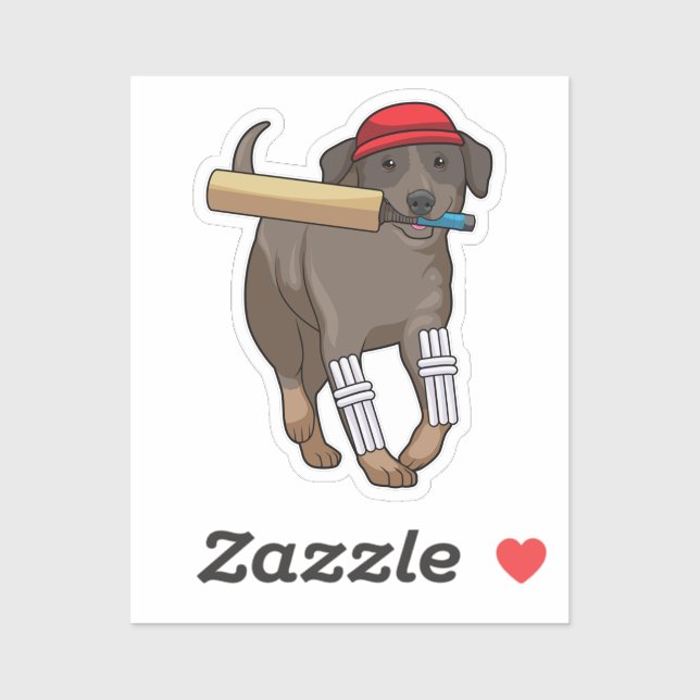 Dog at Cricket with Cricket bat Sticker (Sheet)