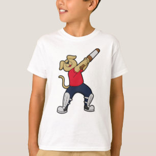 Dog at Cricket with Cricket bat T-Shirt