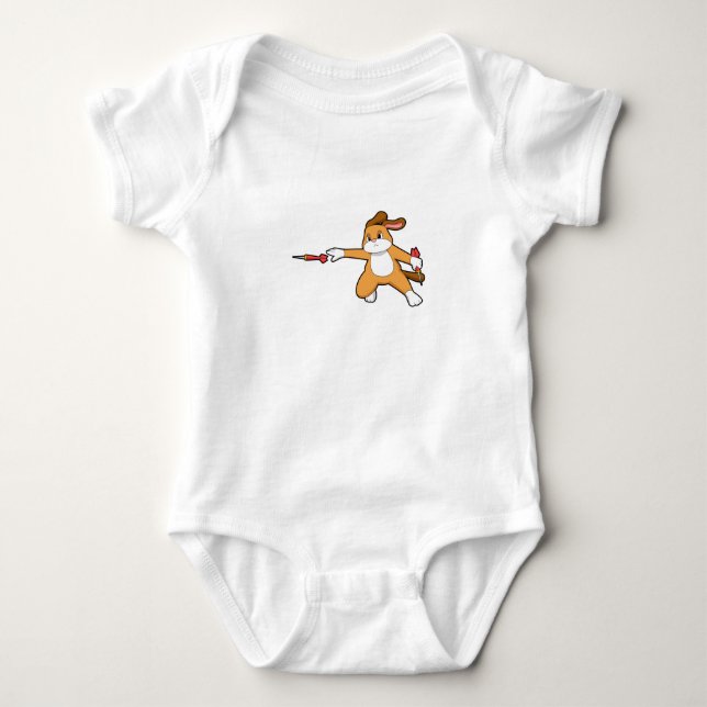 Dog at Darts with Dart.PNG Baby Bodysuit (Front)