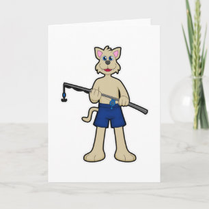 Dog at Fishing with Fishing rod & Fish Card