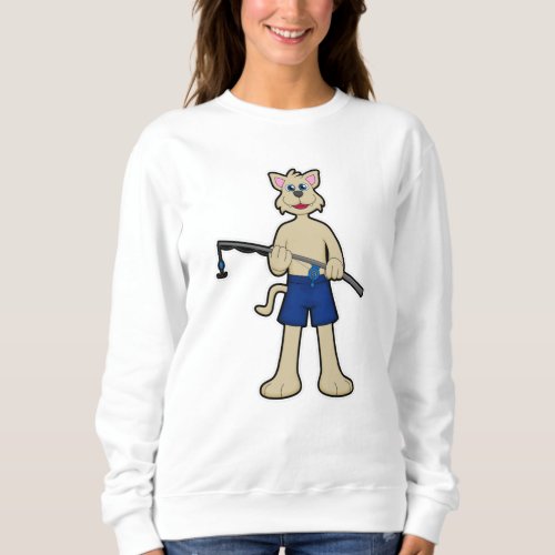 Dog at Fishing with Fishing rod  Fish Sweatshirt