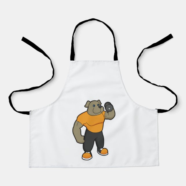 Dog at Fitness with Dumbbell Apron (Front)