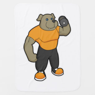 Dog at Fitness with Dumbbell Baby Blanket