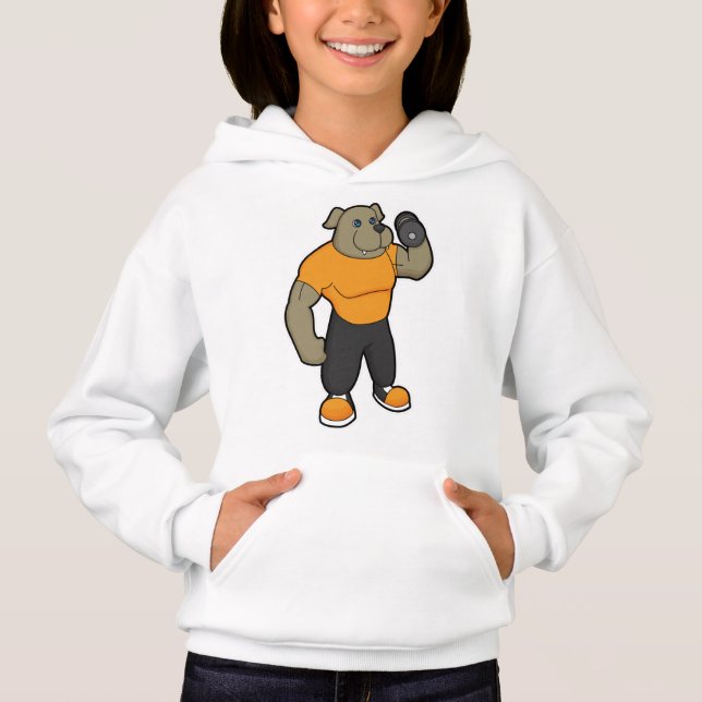 Dog at Fitness with Dumbbell Hoodie (Front)