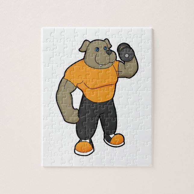Dog at Fitness with Dumbbell Jigsaw Puzzle (Vertical)