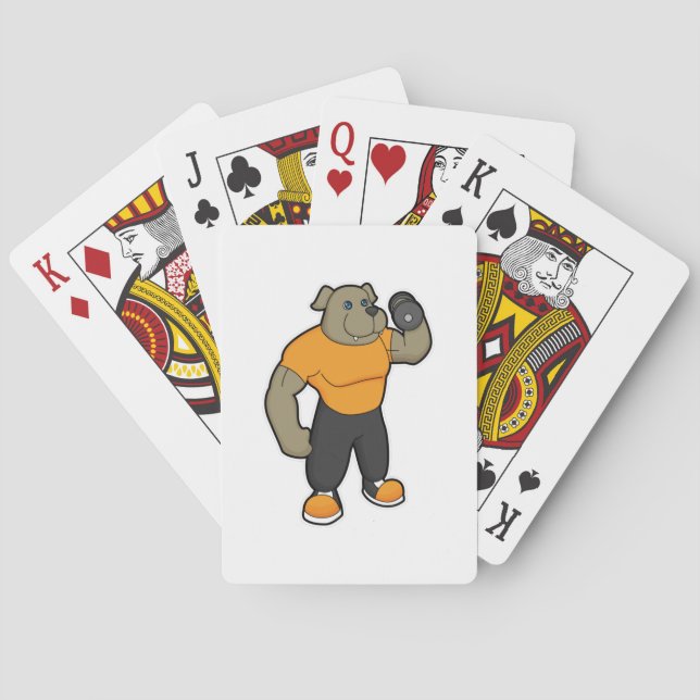 Dog at Fitness with Dumbbell Poker Cards (Back)