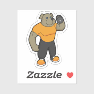 Dog at Fitness with Dumbbell Sticker