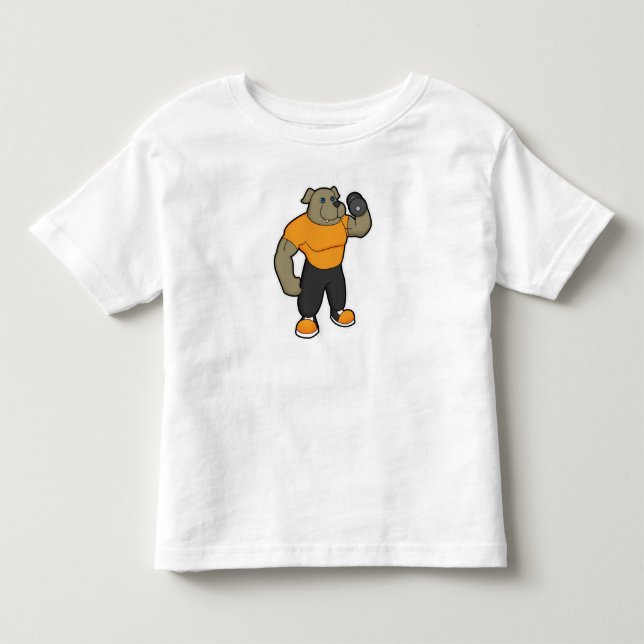 Dog at Fitness with Dumbbell Toddler T-shirt (Front)