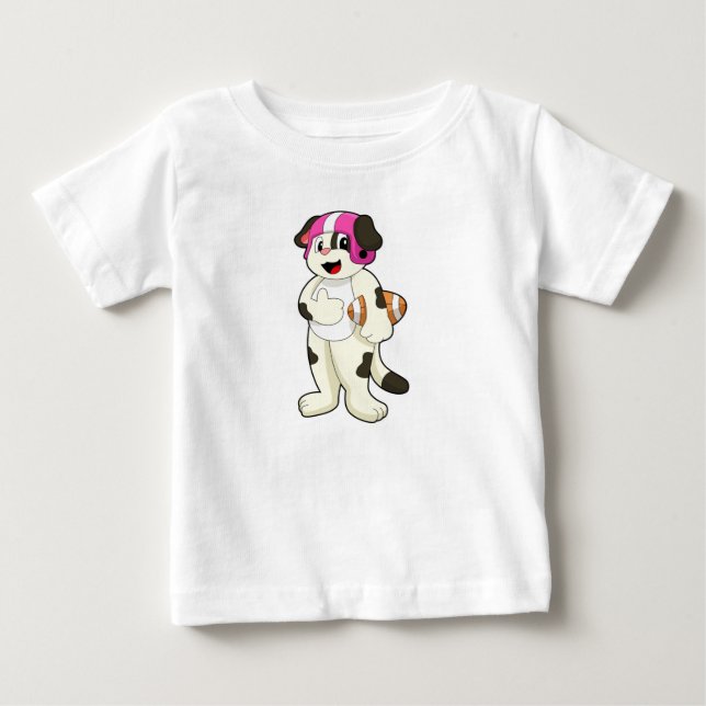 Dog at Football Sports Baby T-Shirt (Front)