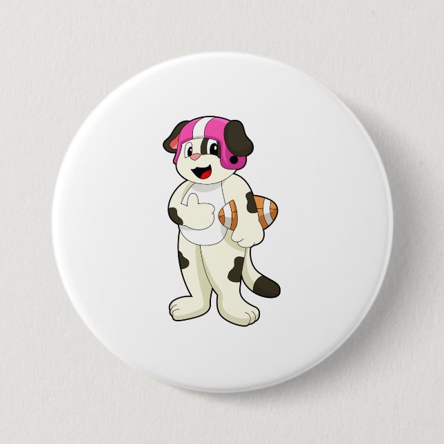 Dog at Football Sports Button (Front)
