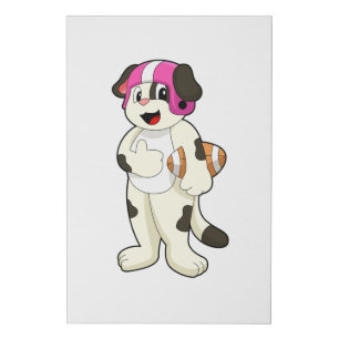 Dog at Football Sports Faux Canvas Print