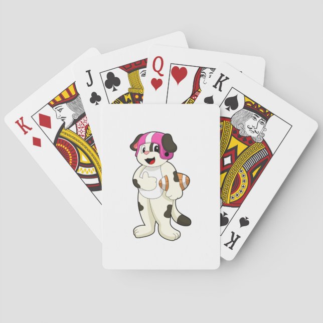 Dog at Football Sports Poker Cards (Back)