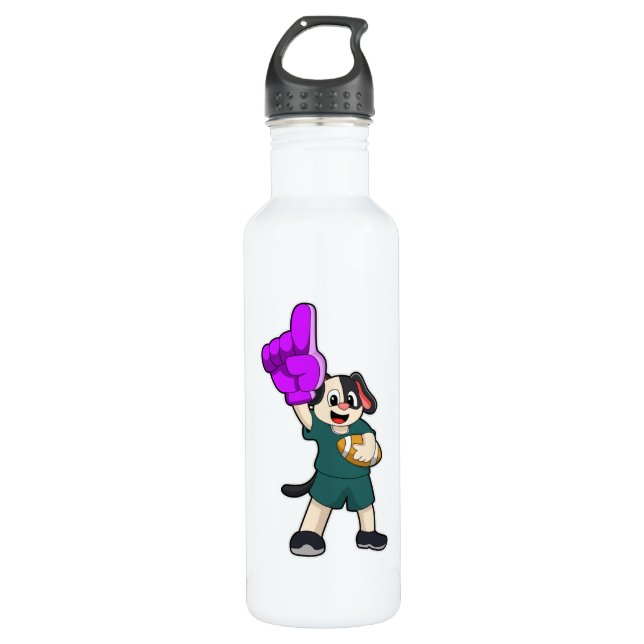 Dog at Football Sports Stainless Steel Water Bottle (Front)